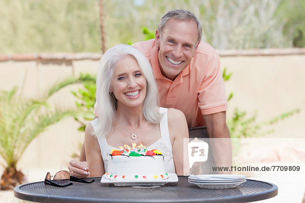 Older couple celebrating birthday
