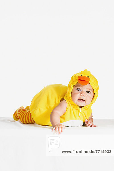 A Six-Month-Old Girl In A Duck Halloween Costume  Fountain Valley California Usa