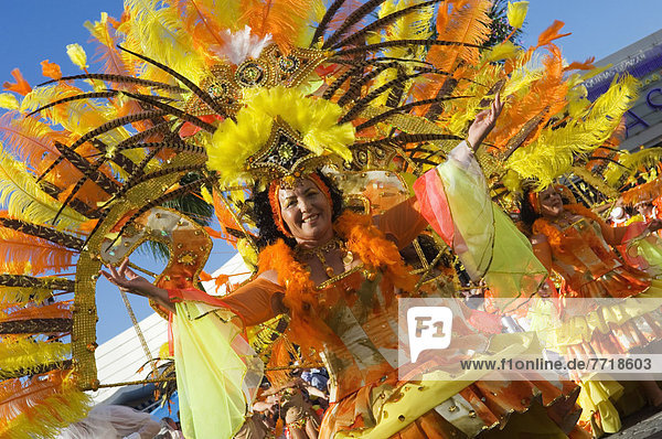Woman Dancing At International Carnival Of Puerto De La Crux In Gran Coso Apoteosis