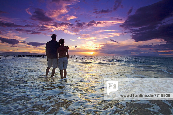 sehen  Sonnenuntergang  Ozean  waten  Hawaii  Maui  Wailea