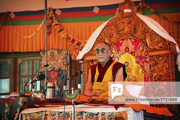 Dalai Lama In Diskyid Monastery
