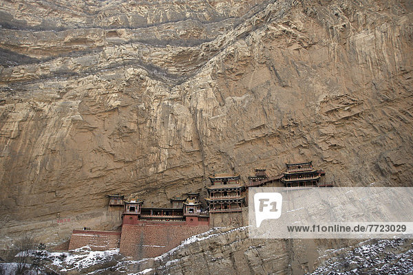 Steilküste  bauen  Seitenansicht  fünfstöckig  Buddhismus  China  Stelzenlauf  Stelze  Stelzen  Kloster  Shanxi