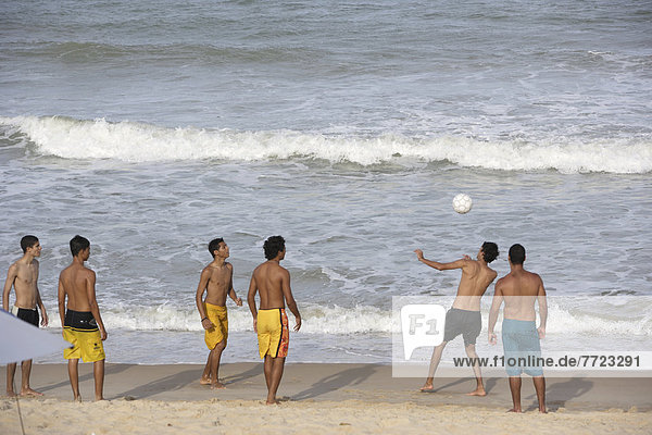 Playing Football On The Beach  Ponta Negra   Natal  Brazil