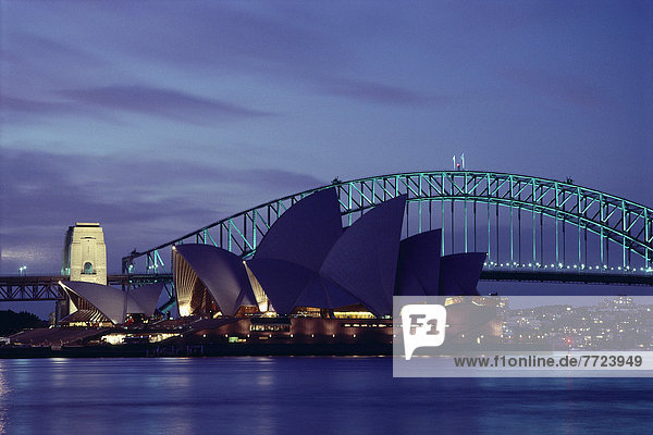 Fischereihafen Fischerhafen Brücke Australien New South Wales Sydney Opera House Dämmerung