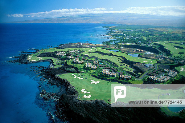Hawaii  Big Island  Küste  Urlaub  vorwärts  Golfsport  Golf  Fernsehantenne  Kurs  Hawaii