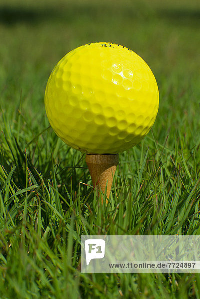 gelb  Close-up  close-ups  close up  close ups  Golftee  Tee  Gras  Ball Spielzeug  Golfsport  Golf