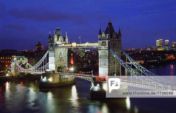Cityscape  Tower Bridge and skyline  London  night  England.. © Anthony Webb / Axiom