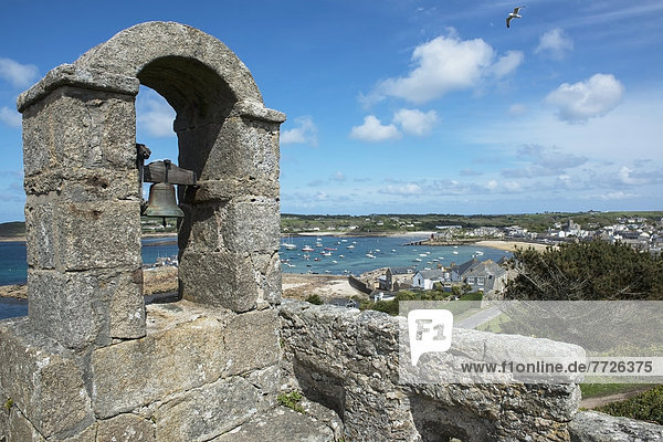 Hugh Town Viewed From The Bell Tower At The Star Castle Hotel St Mary's Isles Of Scilly Cornwall Uk Europe