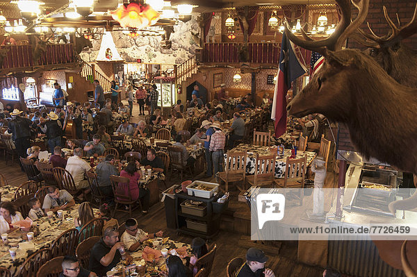 Diners Inside The Big Texan Steak Ranch Restaurant  Amarillo  Texas  Usa