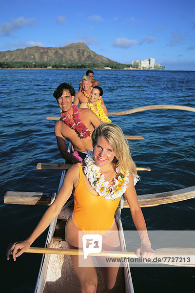 lächeln Kanu Diamant Hawaii Oahu Waikiki