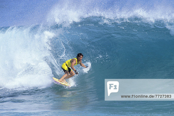 einsteigen  Wasser  Mann  fahren  Hawaii  Wasserwelle  Welle