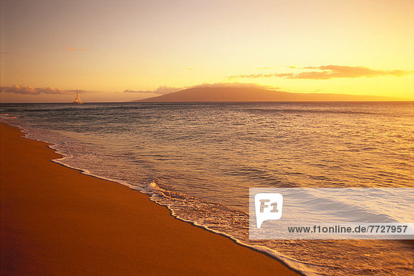 Strand  Sonnenuntergang  über  Nebel  Hawaii  Maui