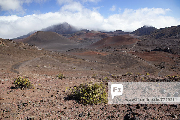 Haleakala  East Maui Volcano  vor  Boden  Fußboden  Fußböden  folgen  lang  langes  langer  lange  Krater  Hawaii  Maui