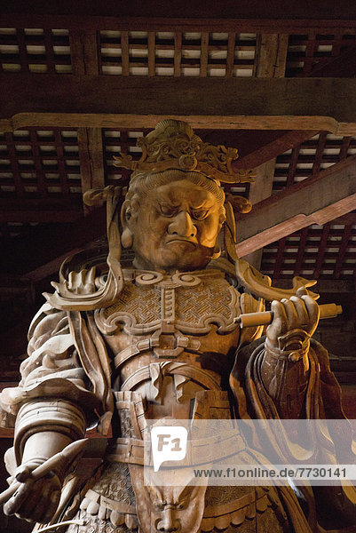 Statue Of Japanese Warrior In A Temple  Nara  Japan