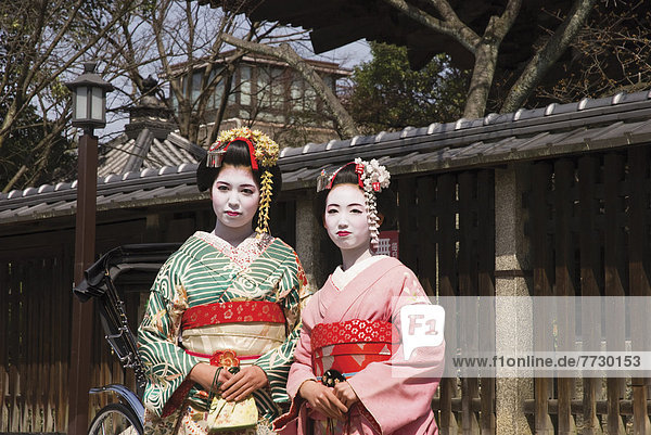 Two Geishas In Old Kyoto  Kyoto  Japan