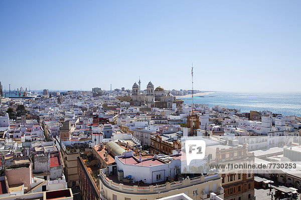 View Of The Cityscape From The Torre Tavira Tower  Cadiz  Andalusia  Spain