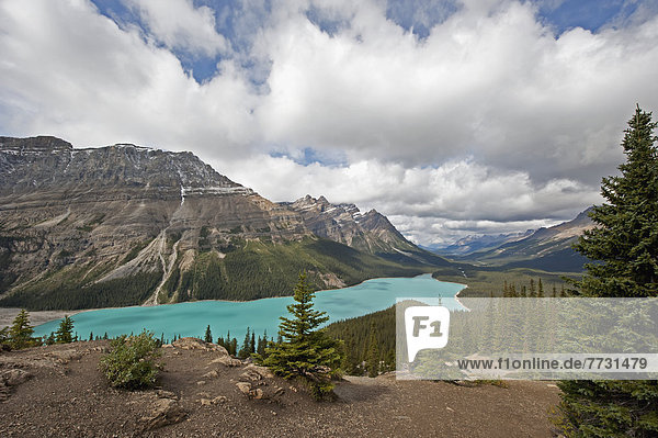 A Turquoise Mountain Lake And The Canadian Rocky Mountains  Alberta Canada