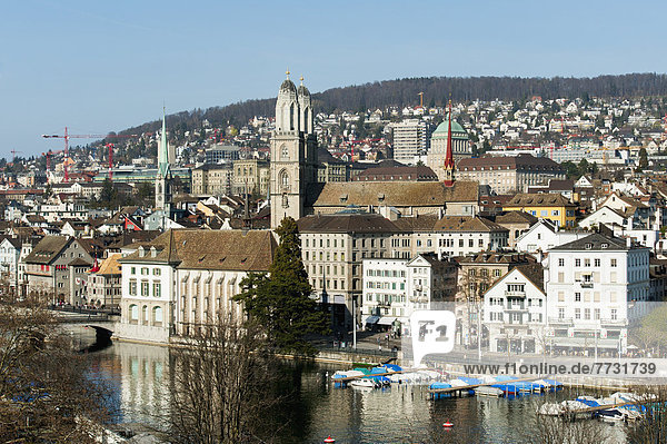 Cityscape And Boats In The Harbour  Zurich Switzerland