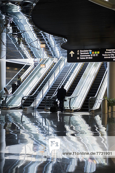 Escalators In An Airport  Montreal Quebec Canada