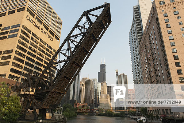 A Raised Bridge Over The Chicago River  Chicago Illinois United States Of America