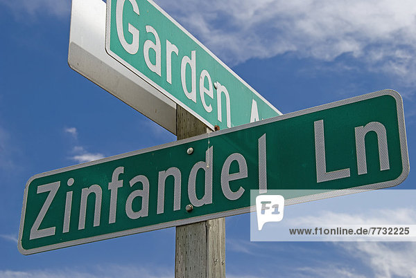 Zinfandel Lane Street Sign In Napa Valley  California United States Of America