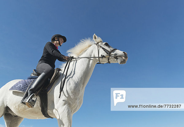 Frau  weiß  jung  reiten - Pferd  Andalusien  Malaga  Spanien