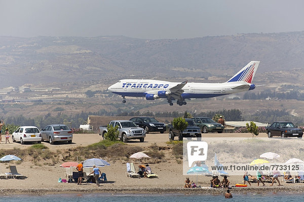 Plane landing near beach  Cyprus