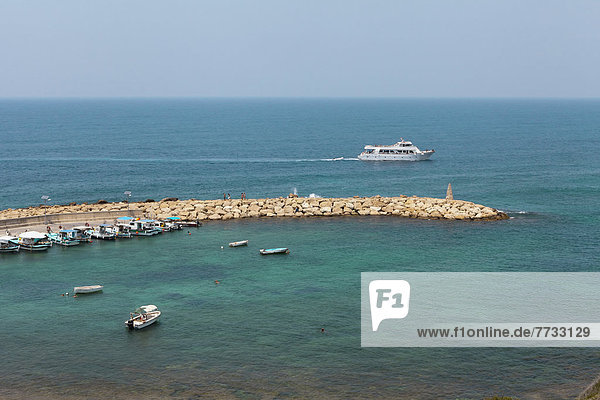 Cyprus  Boats in harbor and sailing yacht  Agios Georgios
