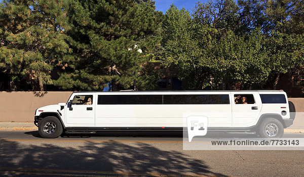 USA  New Mexico  Stretch limousine on street  Santa Fe