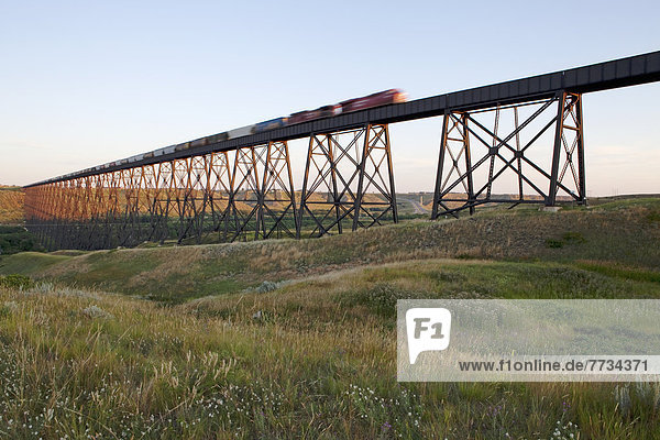 hoch  oben  überqueren  Brücke  Pazifischer Ozean  Pazifik  Stiller Ozean  Großer Ozean  Alberta  Kanada  kanadisch  Zug