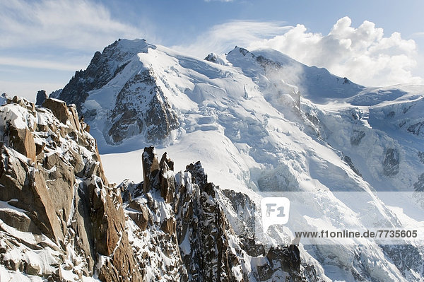 Rugged Snow Covered Mountains Of The French Alps  Chamonix-Mont-Blanc Rhone-Alpes France