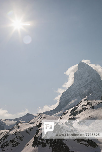 Himmel  Matterhorn  blau  Sonnenstrahl