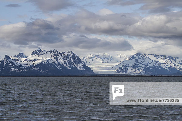 Berg  Amerika  Wolke  Himmel  weiß  Fluss  blau  Ansicht  Verbindung  Cordova  Alaska  Alaska  Kupfer