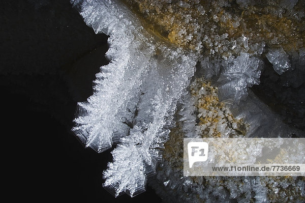 Cave ice crystals  coleman alberta canada