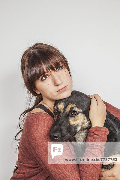 Teenage girl with her dog Connecticut united states of america