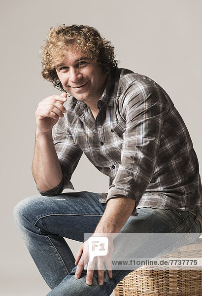 Portrait of a man with blond curly hair Tarifa cadiz andalusia spain