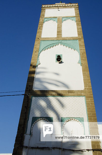 Tower with decorative facade in old medina Casablanca morocco