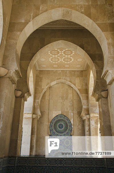 Decorative arches in the hassam ii mosque Casablanca morocco
