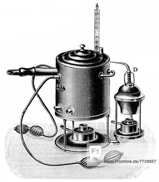 Inhalationsapparat  Stand der therapeutischen Technik Anfang 20. Jahrhundert  Illustration