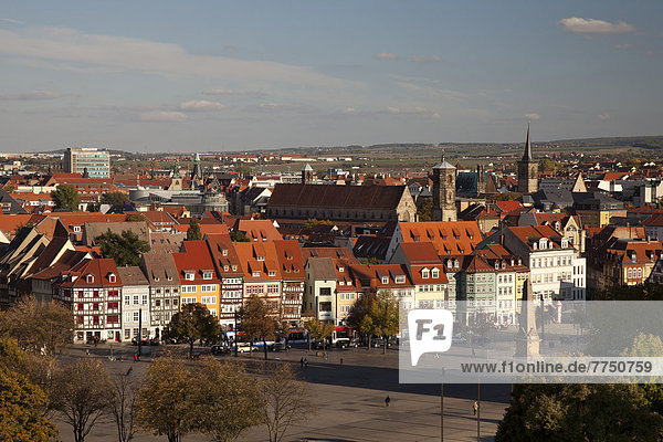 View from Petersberg hill across the town with Domplatz square