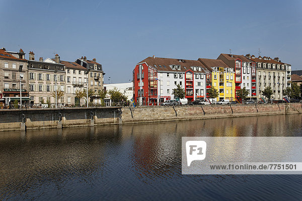 Promenade on the Moselle River  modern residential and commercial buildings