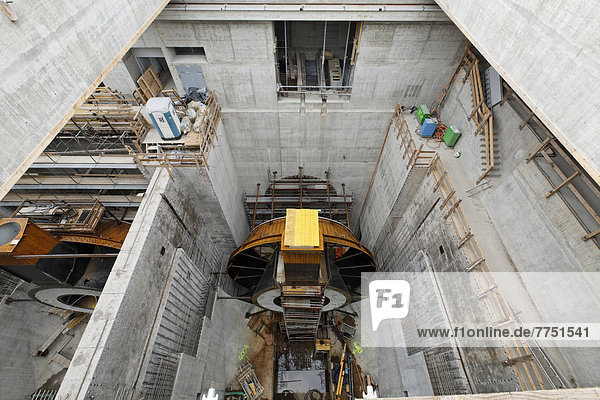 Baustelle Neues Wasserkraftwerk Rheinfelden  Turbinenkammer 4 von oben