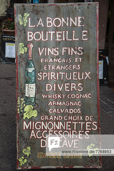 Werbeschild Weinhandlung