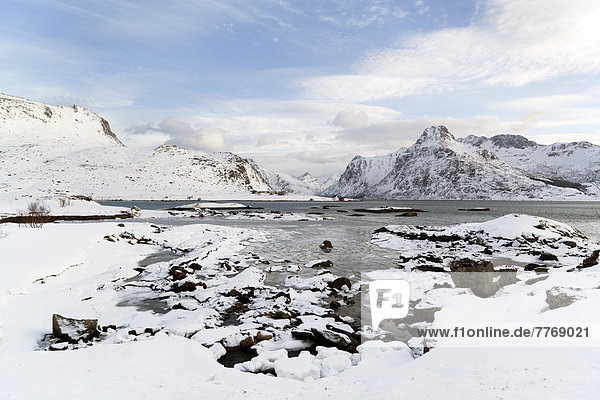 Bay in a wintery fjord landscape