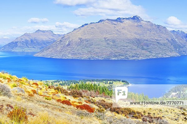 Lake Wakatipu and Remarkables Mountain Range  Queenstown  Otago  South Island  New Zealand  Pacific