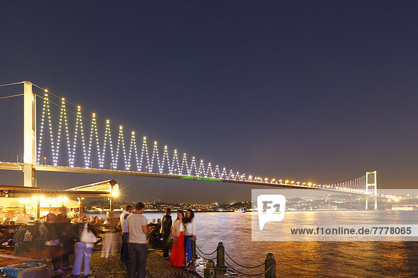 Restaurant on the Bosphorus with the Bosphorus Bridge