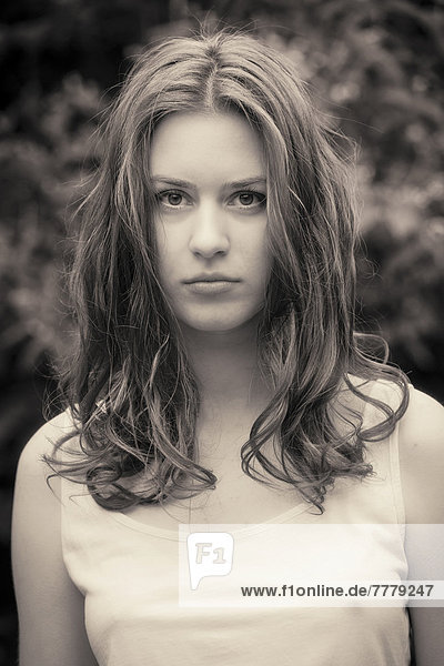 Young woman  black and white portrait