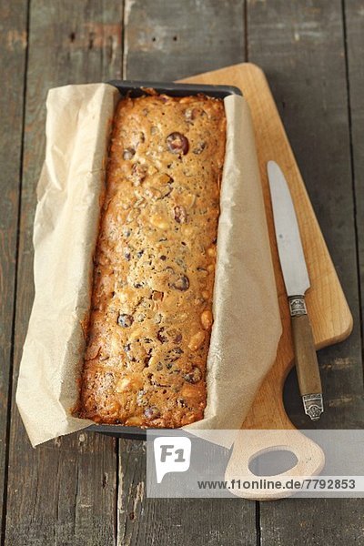 Nut cake with almonds  dried fruit and glacé fruits