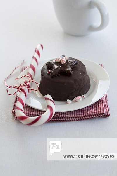 Torte Spazierstock Stock Modell Weihnachten Schokolade Süßigkeit Miniatur
