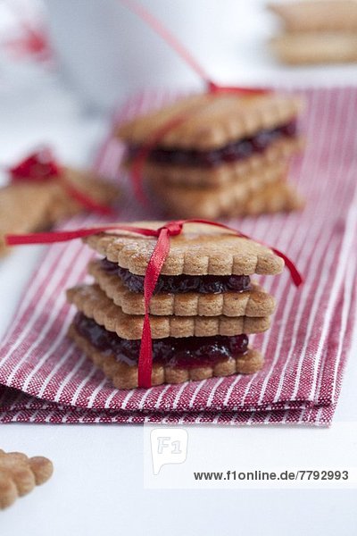 Butter biscuits with jam,  as a gift